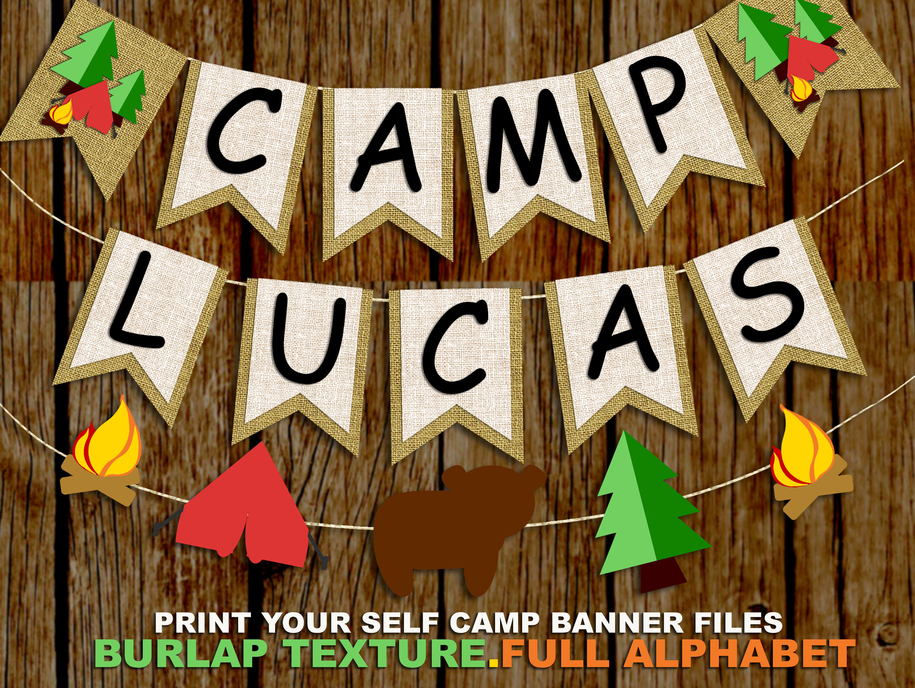 Camping Birthday Banner Camping Party Banner Fishing Party Etsy