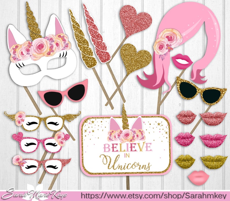 Unicorn Birthday Party Photo Props Printable Unicorn Print | Etsy