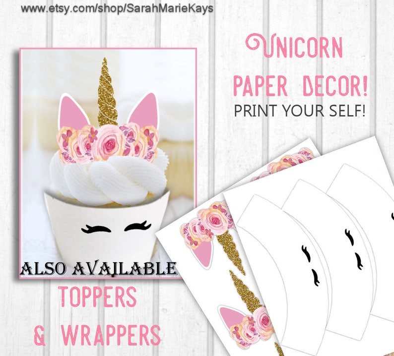 Unicorn Birthday Favor Bag Decorations, Unicorn Print Outs, Unicorn Favor Bags, DIY Printouts image 5