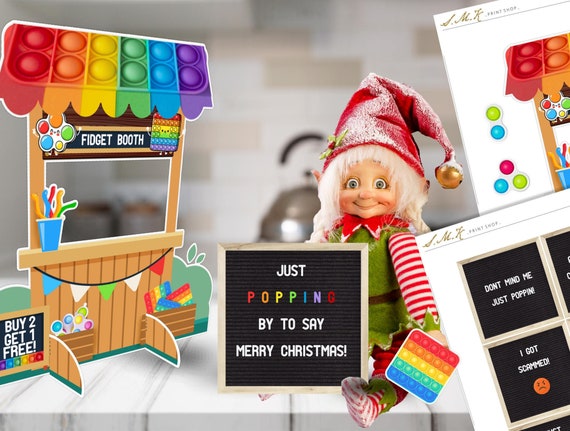 Elf Fidget Booth and Notes Letter Board Signs Pop It Elf