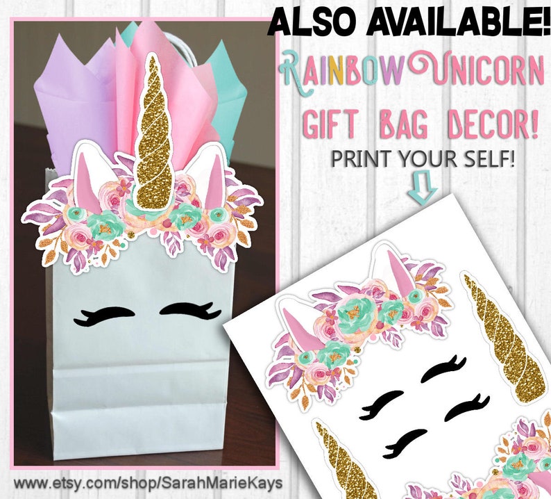 printable unicorn cupcake toppers and wrappers unicorn print etsy
