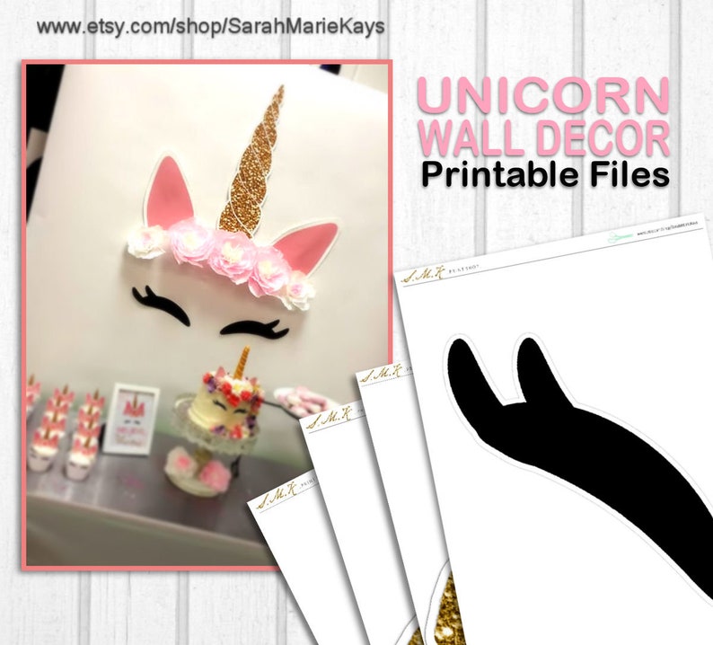 unicorn wall decorations eyes ears horn unicorn print out etsy