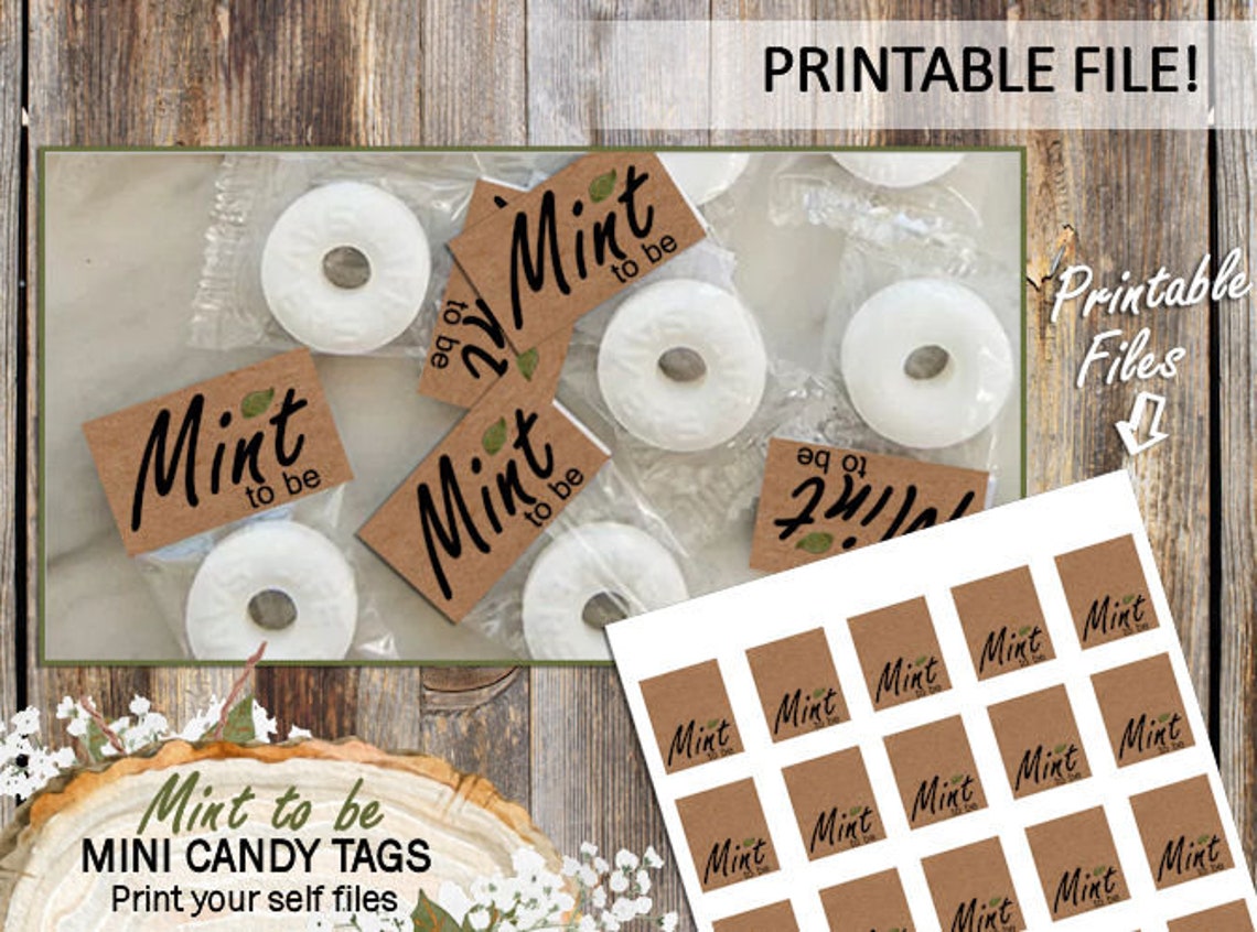 Printable Mint to Be Wedding Favor Tags Rustic Wedding - Etsy