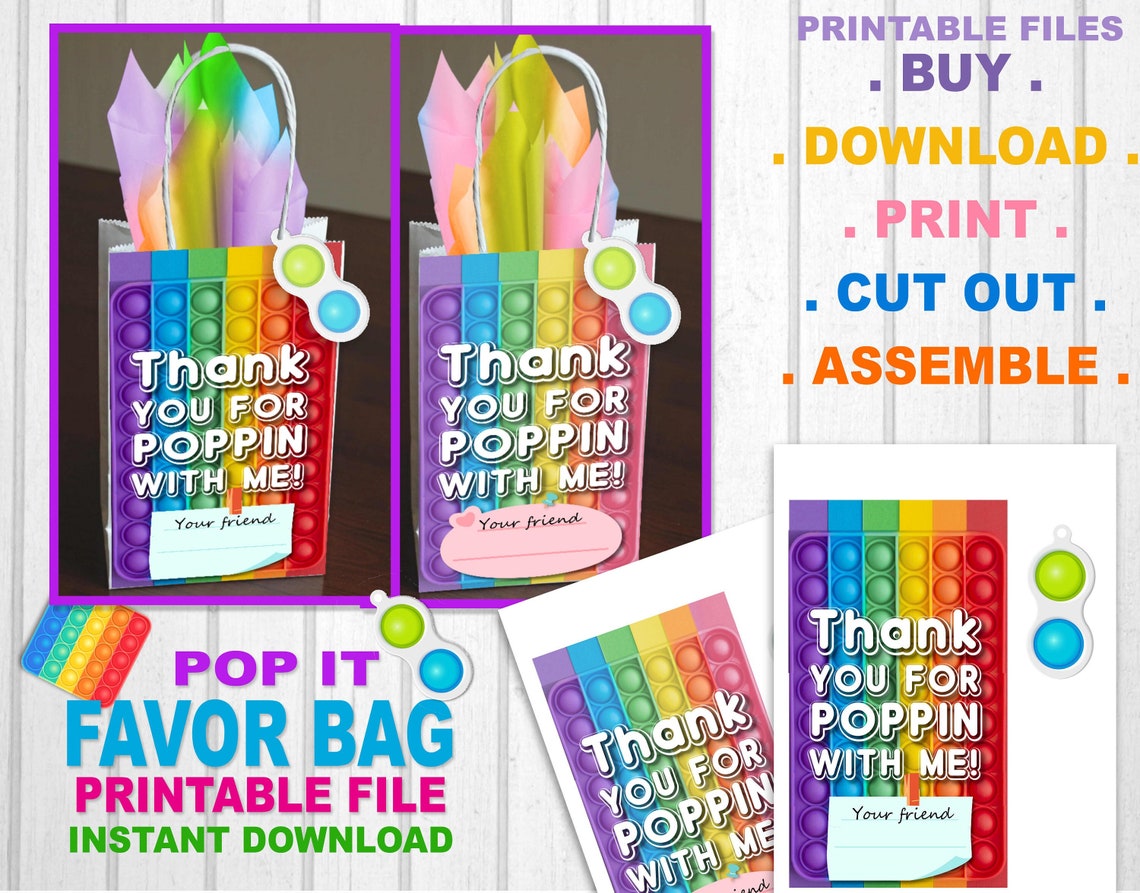 Pop It Birthday Favor Bag Decor Printable Pop it Party Decor image 0