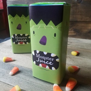 Halloween Juice Box Labels, Printable Monster Juice Box Covers, Printable School Classroom Treats, Halloween Party Decor, Frankenstein