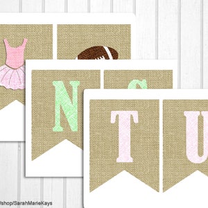 Touchdowns or Tutus Gender Reveal Banner, Printable Football Burlap ...