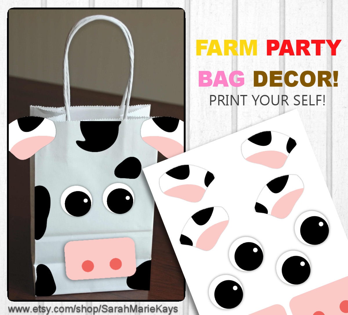 Farm Animal Gift Bag Decorations Farm Animal Print Outs Barn | Etsy