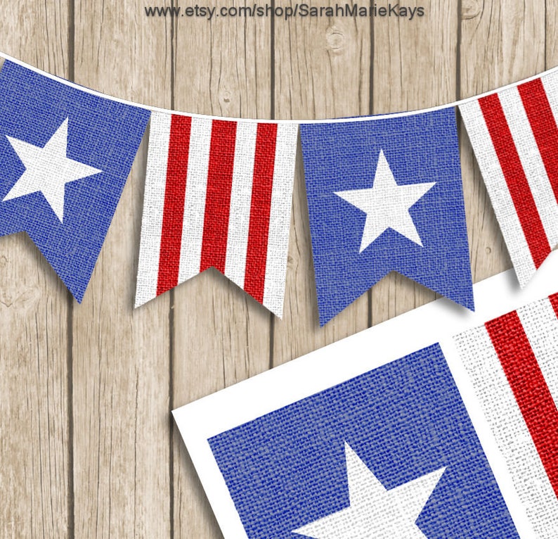American Flag Banner Printable Files on 8x11 300 dpi Sheet | Etsy