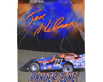 Danger Zone racecar Velveteen Plush Blanket | #14 dirt track racing design