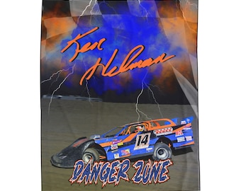 Danger Zone Racing car design Velveteen Blanket | Lightning signature print