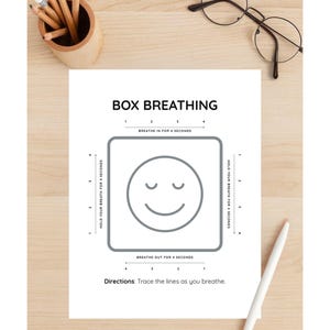 Box Breathing Printable: Calming Mindfulness Activity for Kids (PDF & JPEG Files Included)