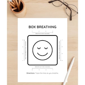 Box Breathing Poster – Mindfulness & Calm Down Corner Printable for Kids, Classrooms, Therapy Offices
