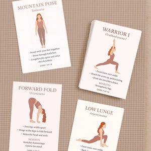 Beginner Yoga Pose Cards – 10 Printable Yoga Flashcards for Home & Studio – Instant Download
