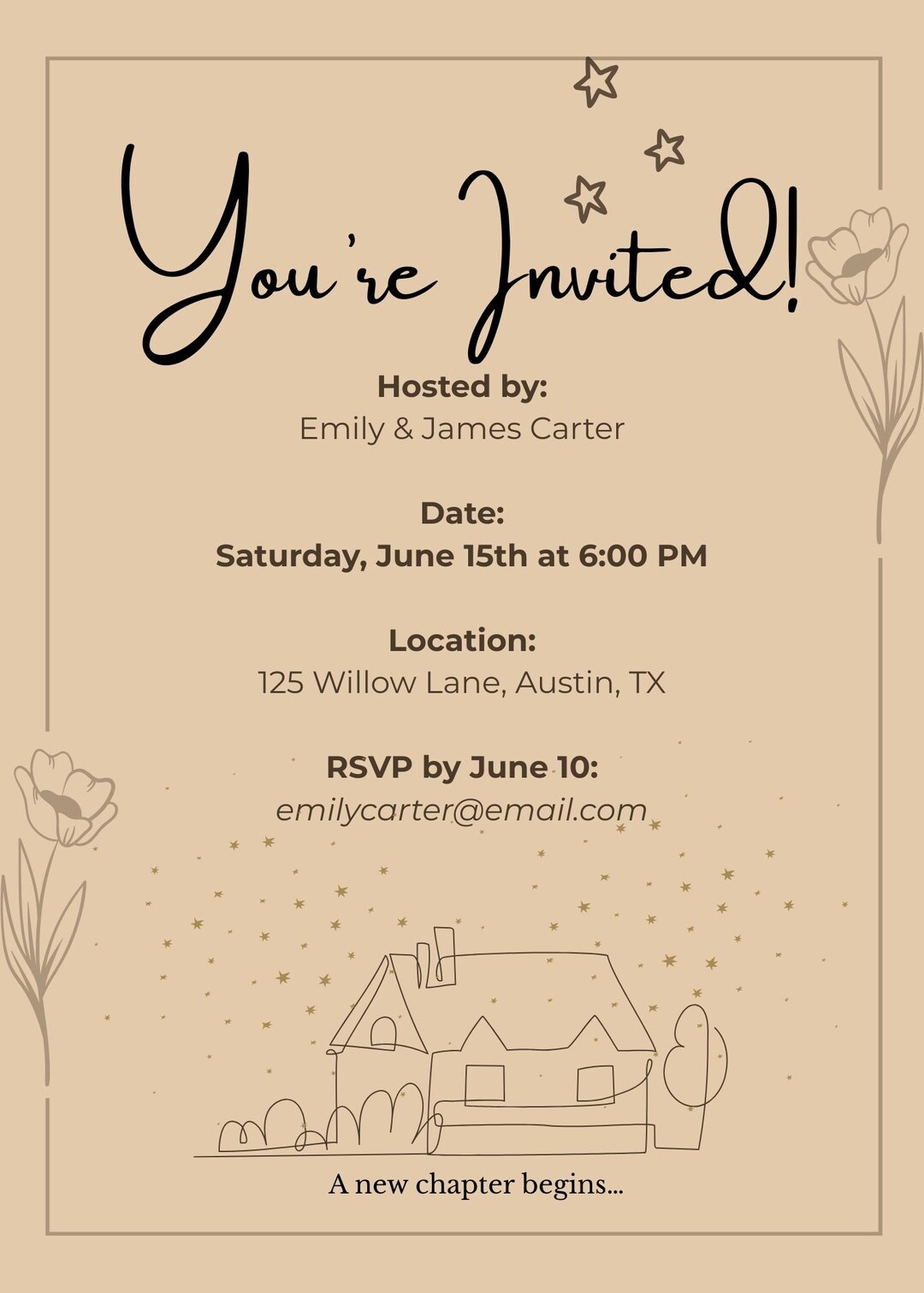 Editable Housewarming Invitation Template | Boho Minimal Canva Invite ...