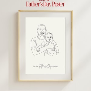 Vatertag One Line Art - Individuelles minimalistisches Dad & Child Poster