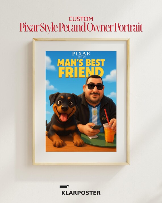 Custom Pixar Style Pet and Owner Portrait Personalized Movie