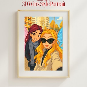 Aangepast sprookjesportret in Winx-stijl: gepersonaliseerde digitale kunst (digitale download)