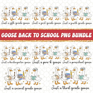 Back to School Goose PNG Bundle, Coquette Teacher First Day of School Shirt Design, Preppy Floral Sublimation, Pre-k 1st/2nd/3rd/4th Grade
