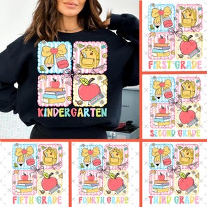 Preppy Back to School PNG Bundle, Teacher Coquette First Day of School Shirt Design, Girly Pink Bow Sublimation, Pre-k 1st/2nd/3rd/4th Grade
