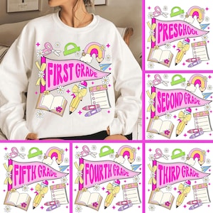 Preppy Back To School Bundle png, Back to school png bundle, First Day Of School Shirt, Coquette Teacher Png, Girl Shirt Sublimation Designs