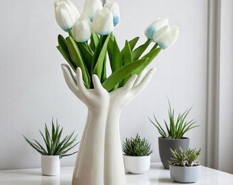 Hands Holding Flowers Vase: Modern Artistic Home Decor - Etsy