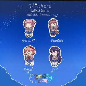 Doki Doki Literature Club Vinyl Sticker: Collection 1! Natsuki, Monika, Sayori, Yuri