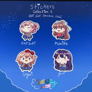 Doki Doki Literature Club Vinyl Sticker: Collection 2! Natsuki, Monika, Sayori, Yuri