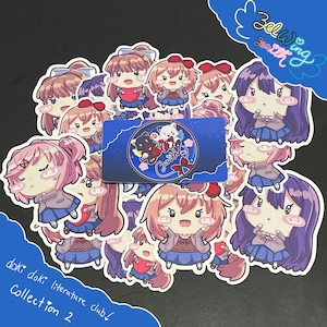 Doki Doki Literature Club Collection 2 | Cute Anime Sticker | Die-Cut | Vinyl Waterproof | Kawaii | Chibi | Monika, Natsuki, Sayori, Yuri
