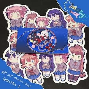 Doki Doki Literature Club Collection 1 | Cute Anime Sticker | Die-Cut | Vinyl Waterproof | Kawaii | Chibi | Monika, Natsuki, Sayori, Yuri