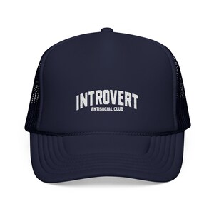 Introvert Antisocial Club Foam Trucker Hat - Perfect for Introverts, Casual Style, Gifts for Birthdays, Summer Events, or Relaxed Outings