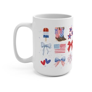 Patriotic 15oz Mug for Celebrations, Independence Day Gift, Americana Coffee Cup, Summer Holiday Drinkware