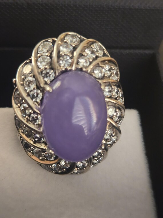 925 Sterling Silverl ring, featuring lavender jad… - image 3