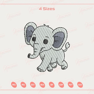 Cute Baby Boy Elephant Embroidery Design, Safari, Jungle Animal, Gift for Newborn, Wildlife Machine Embroidery File