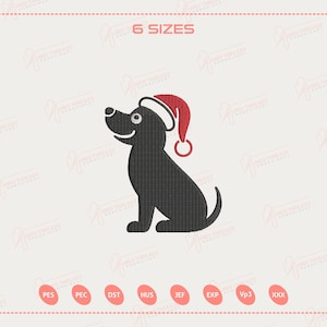 Christmas Dog Embroidery Design, Cute Puppy with Santa Hat Machine Embroidery File, Holiday Pet Embroidery for Xmas Decor