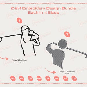 Golf Player Embroidery Bundle, Golfer Silhouette, Swinging Club, Sport Machine Embroidery for Shirts, Sports Embroidery
