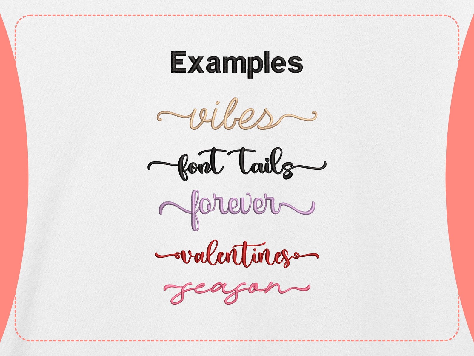 Tech Script Tail Lettering Letter Tails Embroidery Bundle, Swash & Flourish Tail Styles, Cursive ...