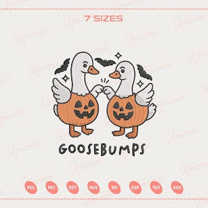 Goose Bumps Stickdatei, lustige Gans Stickdatei, Halloween Gans Maschinenstickerei, Instant Download, inklusive 5 Größen