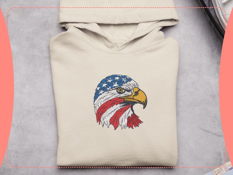 Bald Eagle American Flag Embroidery Design, Patriotic USA Eagle, 4th of ...