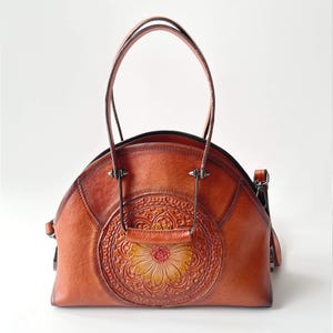 Cartable vintage en cuir véritable pour femme - Sac à main fourre-tout à poignée supérieure fait main, sac à bandoulière, sac de travail rétro cadeau pour elle