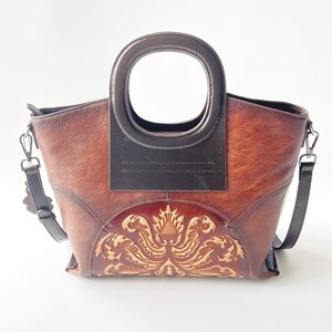 Bolso bandolera vintage de piel auténtica para mujer: bolso de mano con asa superior hecho a mano, bolso bandolera, bolso de trabajo retro, regalo para ella.