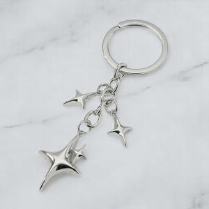Y2K Star & Moon Keychain: Metal Bag Charm