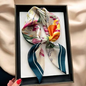 Luxury Silk Square Scarf for Women – 70cm Spring Wrap, Headscarf, Neck Tie, Hijab & Hair Accessory