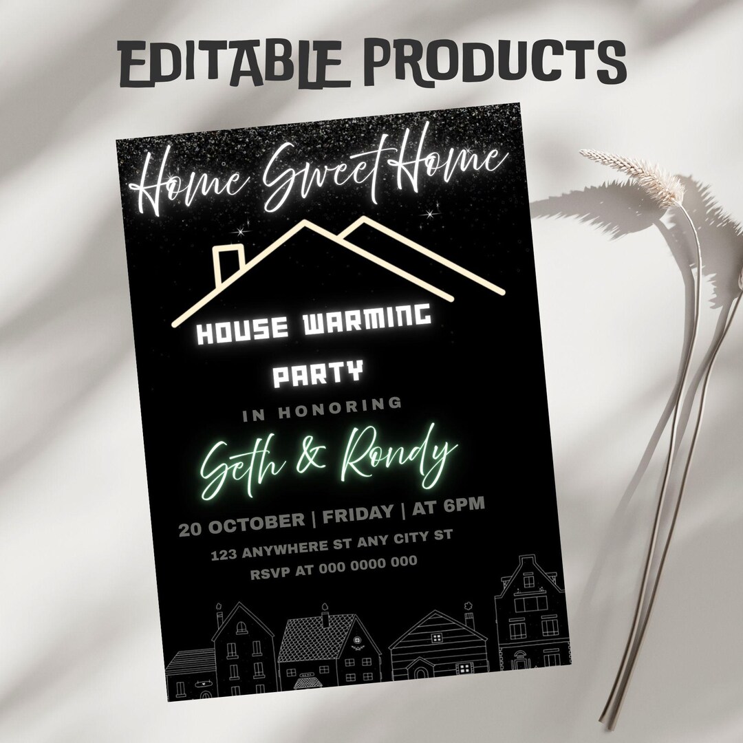 Editable Housewarming Invitation Template, Modern Minimalist New Home ...