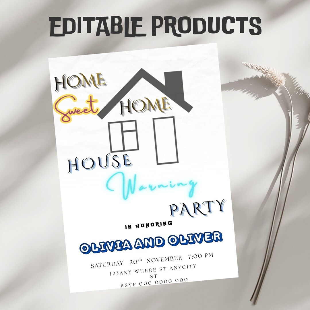 Editable Housewarming Invitation Template, Modern Minimalist New Home ...