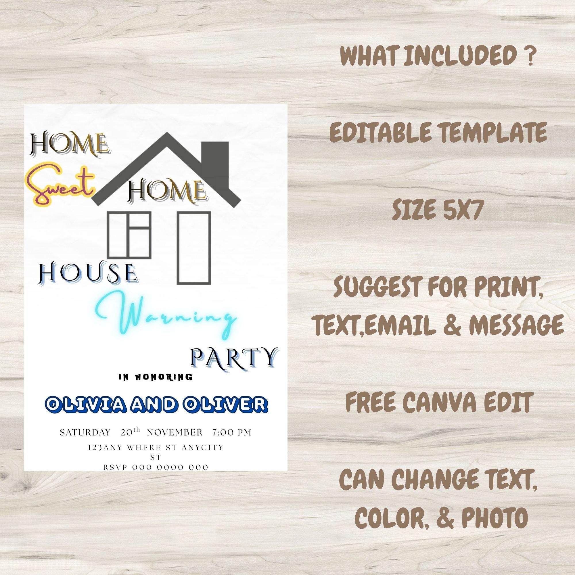 Editable Housewarming Invitation Template, Modern Minimalist New Home ...