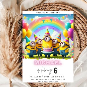 Editable Minions Birthday Party Invitation Template / Kids Favorite Minions Birthday Party Invitation Template / Editable Kids Birthday