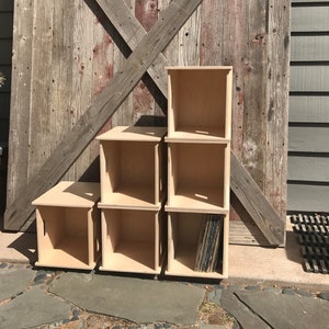 Pair of Proper Record Storage Cubes Proper Vinyl Record Crate Stack-able Modular Milk Crate Baltic Birch Plywood JJL