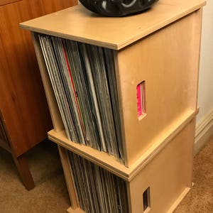 Single DJ Record Storage Cube Proper Vinyl Record Crate Stack-able Modular Milk Crate Dorm Storage Cube Baltic Birch Plywood JJL