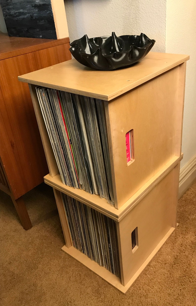 Pair Price For The Best DJ Record Storage Cube Proper Vinyl Record Crate Stack-able Modular Milk Crate Baltic Birch Plywood JJL image 5