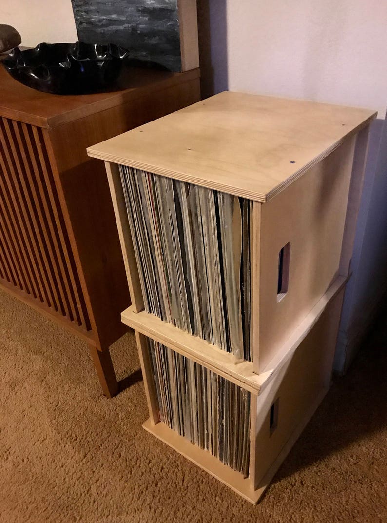 Pair Price For The Best DJ Record Storage Cube Proper Vinyl Record Crate Stack-able Modular Milk Crate Baltic Birch Plywood JJL image 9